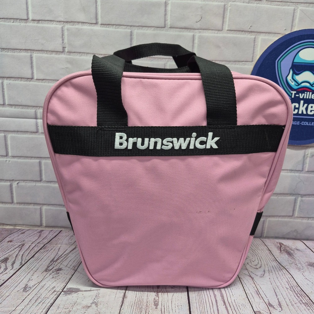 Brunswick Pink Single Ball Bowling Bag Tote with Black Handles Embroidered Logo